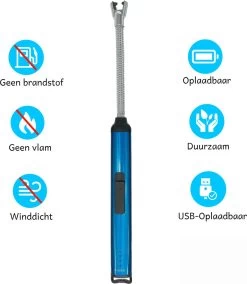 Elektrische Aansteker – USB Oplaadbaar - Blauw – Fornuis – BBQ – Openhaard – Lange Flexibele Aansteker -Keukengrill Winkel 1042x1200
