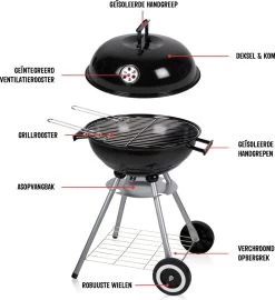 BBQ Collection Houtskoolbarbecue - Kogelbarbecue 45 X 60 Centimeter - Ronde Barbecue - Barbecue Op Wielen - Zwart - Metaal -Keukengrill Winkel 1098x1200
