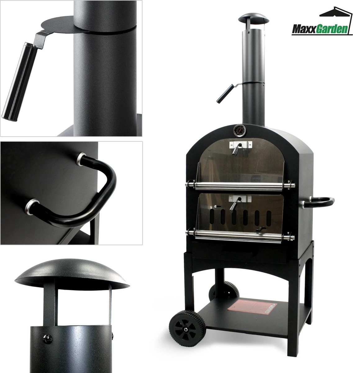 MaxxGarden Pizza Oven - Smoker Barbecue Op Hout, Houtskool Of Pellets - 45 X 65 X 158cm 5 MaxxGarden Pizza Oven - Smoker Barbecue Op Hout, Houtskool Of Pellets - 45 X 65 X 158cm - Afbeelding 5