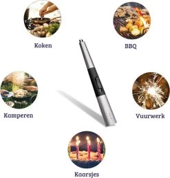Allkinds Lange Elektrische Plasma Aansteker - USB Oplaadbaar - Vlamloze Elektrische Aansteker Voor Keuken, Kaars, BBQ Of Openhaard - Zwart - In- En Outdoor - Chique Design -Keukengrill Winkel 1145x1200