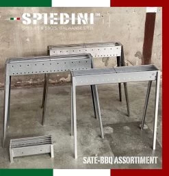 Spiedini Saté-bbq Bali 40 Mini - Kleine, Smalle Houtskoolbarbecue Met Horizontaal Rooster Voor Sate Of Andere Spiesjes - 40 Cm Lang, 11 Cm Breed, 14 Cm Hoog - Ideaal Voor Tuin- Of Open Haard, Of Balkon - Materiaal: Gealuminiseerd Ijzer -Keukengrill Winkel 1153x1200 2