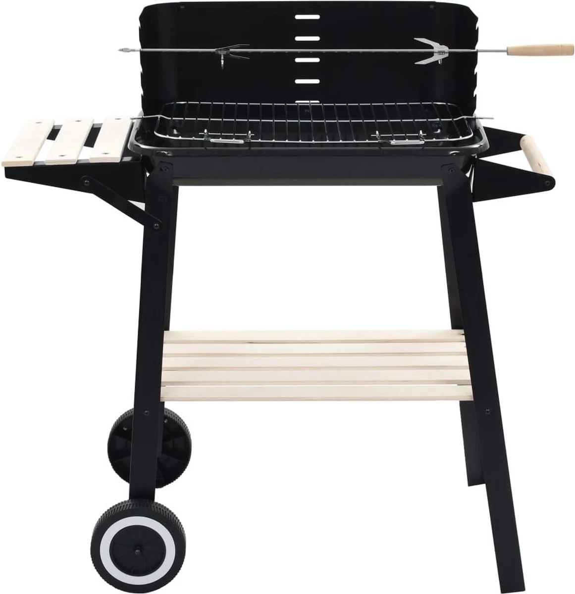 Verrijdbare Barbecue – Houtskool/Briketten - Verstelbare Grillplaat – Houten Tafel – Winscherm – Gewicht 5.9kg 7 Verrijdbare Barbecue – Houtskool/Briketten - Verstelbare Grillplaat – Houten Tafel – Winscherm – Gewicht 5.9kg - Afbeelding 7