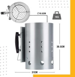 Kolen Starter GROOT - Brikettenstarter Met Veiligheidshandgreep - Snelstarter Voor Barbecue - BBQ Houtskool Starter -Keukengrill Winkel 1165x1200 1