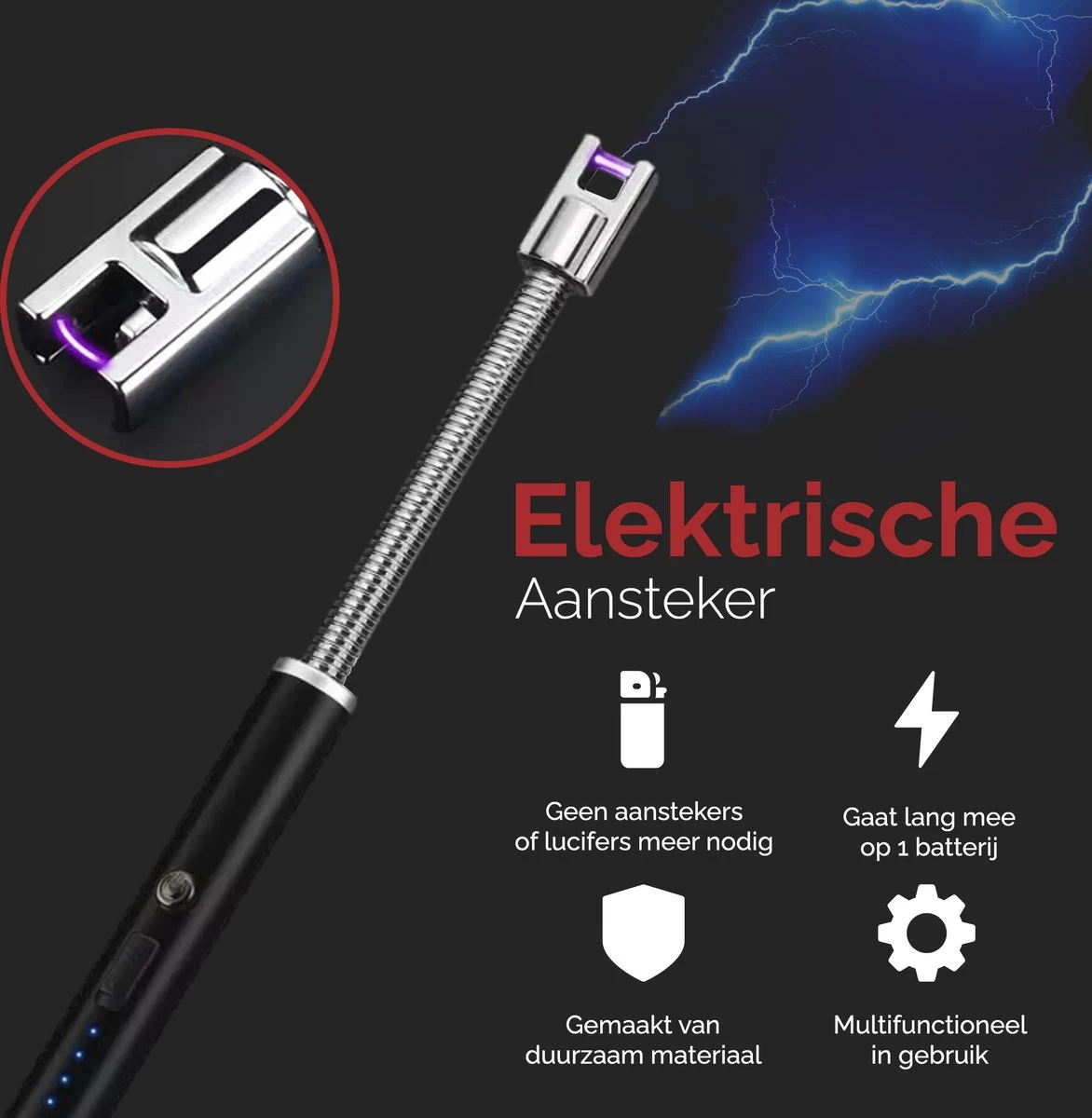 Dailygoods® Elektrische Aansteker - Plasma Aansteker - Oplaadbaar - Gift Set - Zwart 2 Dailygoods® Elektrische Aansteker - Plasma Aansteker - Oplaadbaar - Gift Set - Zwart - Afbeelding 2