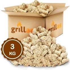 Aanmaakkrullen Voor BBQ Of Kachel | 3kg ECO FSC Gecertificeerd Aanmaakhout Barbecue - Biologisch En Duurzaam Aanmaakwokkels - Houtwol Wokkels - Barbeque Aansteker - Aanmaakblokjes - Accessoires - Ongeveer 240 Krullen -Keukengrill Winkel 1195x1200 6