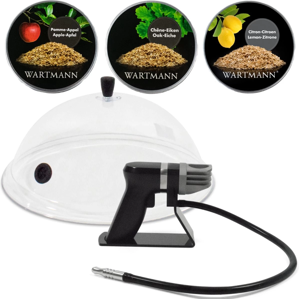 Wartmann 1907SK - Rookpistool Deluxe Pakket - Smoking Gun - Stolp - 3 Smaken Rookmot - Koud Roken - Foodsmoker - Cold Smoke - Rookapparaat - Eik, Appel En Citroen - Mat Zwart 1 Wartmann 1907SK - Rookpistool Deluxe Pakket - Smoking Gun - Stolp - 3 Smaken Rookmot - Koud Roken - Foodsmoker - Cold Smoke - Rookapparaat - Eik, Appel En Citroen - Mat Zwart
