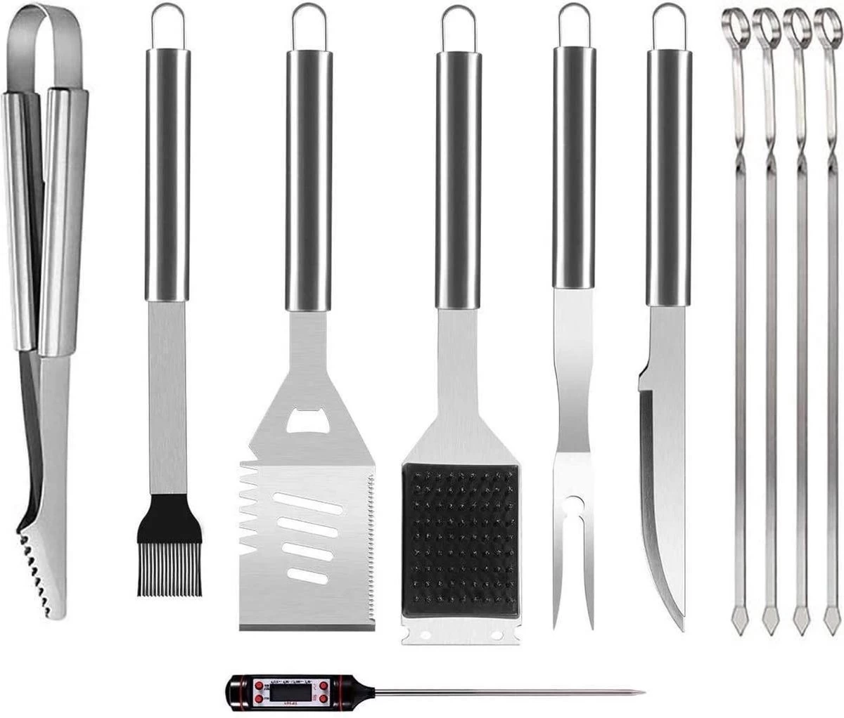 BBQ Accesoires Set Met Thermometer, Handschoenen, Bbq Tang, Bbq Borstel Van Zedar 2 BBQ Accesoires Set Met Thermometer, Handschoenen, Bbq Tang, Bbq Borstel Van Zedar - Afbeelding 2
