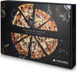 Navaris Pizzasteen XL Voor Oven En Barbecue - Rechthoekige Pizzaplaat 38 X 30 Cm - Inclusief Receptenboek - Keramisch Geglazuurd - Zwart -Keukengrill Winkel 1200x1125 2