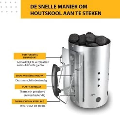 Kolen Starter GROOT - Brikettenstarter Met Veiligheidshandgreep - Snelstarter Voor Barbecue - BBQ Houtskool Starter -Keukengrill Winkel 1200x1146