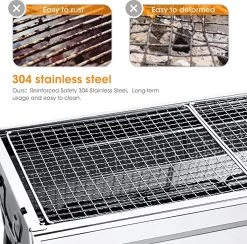 Uten - Houtskoolbarbecue - Opvouwbare Barbecue - Houtskoolbarbecues - Draagbare Camping Barbecue - 430 Roestvrij Staal Grill BBQ - 5-10 Persoon Tuin Buitenfeest - Zilver -Keukengrill Winkel 1200x1184 3