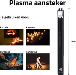 Oplaadbare Lange Elektrische Aansteker - Duurzame Plasma Aansteker - Inclusief Cadeauverpakking - BBQ - Kaarsen - Zwart -Keukengrill Winkel 1200x1187 5