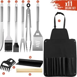 Squago BBQ Accesoires XXL Set Met Schort - Gereedschap - Gereedschapset Tang Borstel Mat 9 Squago BBQ Accesoires XXL Set Met Schort - Gereedschap - Gereedschapset Tang Borstel Mat -Keukengrill Winkel 1200x1189
