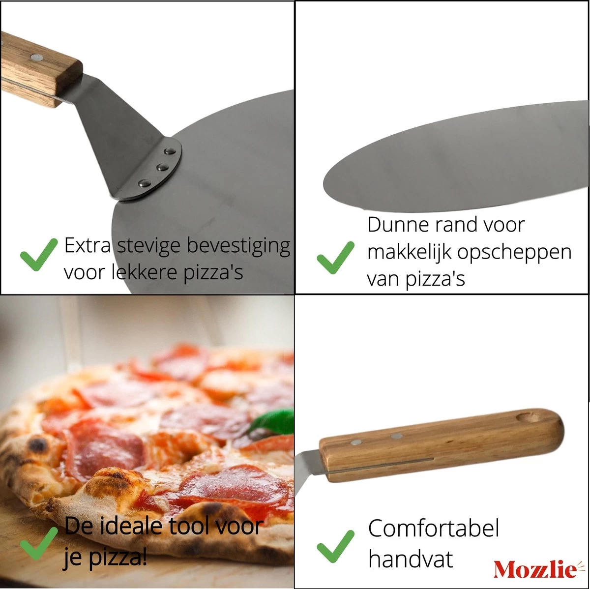 Pizzaschep 30 Cm Voor Oven Of BBQ - Rond - RVS - Met Houten Handvat 3 Pizzaschep 30 Cm Voor Oven Of BBQ - Rond - RVS - Met Houten Handvat - Afbeelding 3