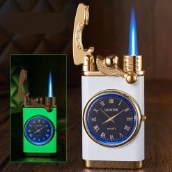 Flametimer Exclusieve Aansteker Met Horloge, 2 Stuks Willekeurig, Winddichte Draagbare Kaars Aansteker Voor Kaars Koken BBQ, Vuurwerk, Zak Zaklamp Aansteker Met Geschenkdoos, Cool Gift -Keukengrill Winkel 1200x1200 176