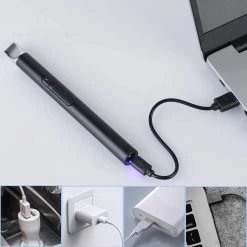 Oplaadbare Lange Elektrische Aansteker - Duurzame Plasma Aansteker - Inclusief Cadeauverpakking - BBQ - Kaarsen - Zwart -Keukengrill Winkel 1200x1200 189