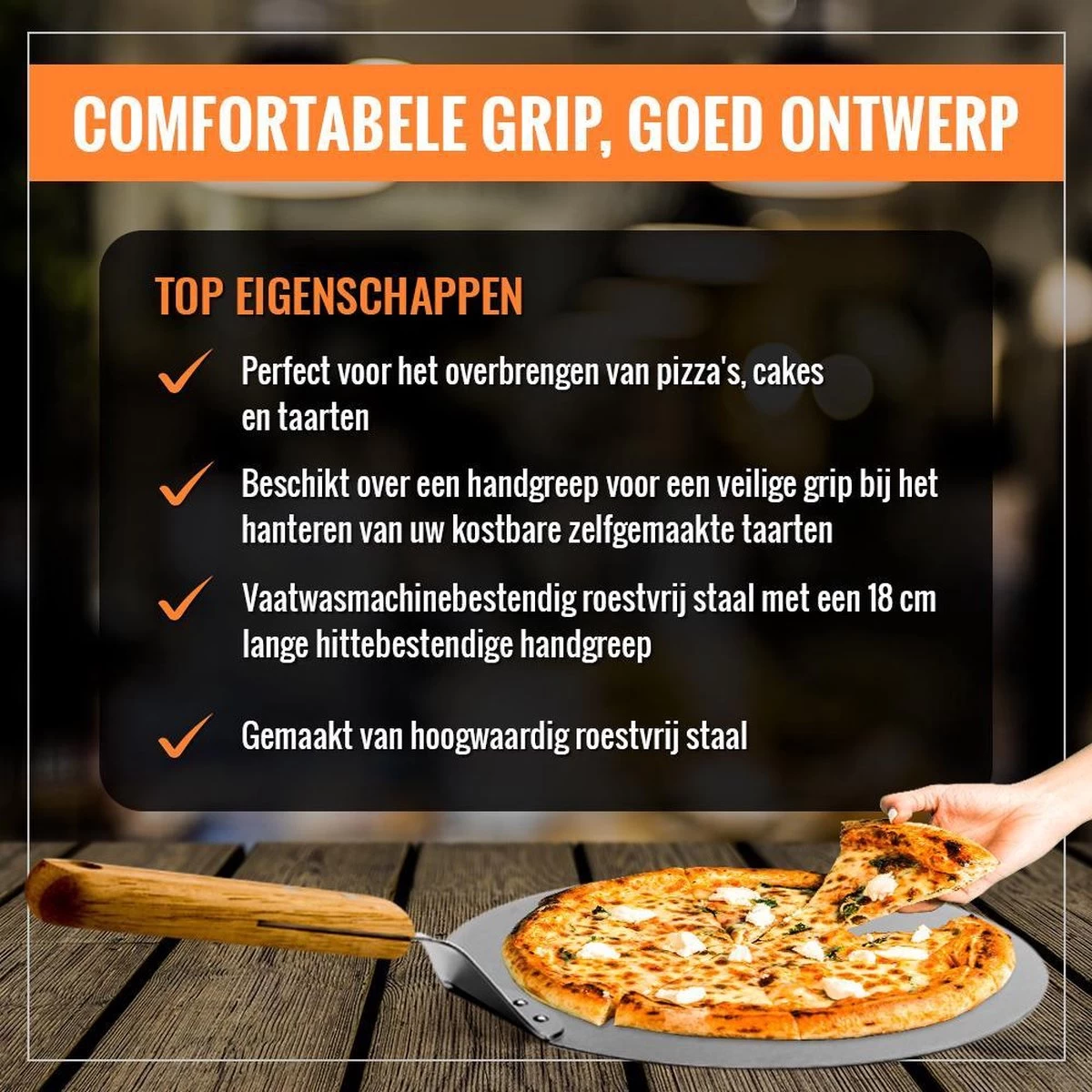 Inpro Pizzaschep RVS - Rond - Voor BBQ En Oven - Pizzaspatel - Taartschep - Houten Handvat - BBQ Gereedschap - Keukengerei - 30 Cm Diameter - Spatel 4 Inpro Pizzaschep RVS - Rond - Voor BBQ En Oven - Pizzaspatel - Taartschep - Houten Handvat - BBQ Gereedschap - Keukengerei - 30 Cm Diameter - Spatel - Afbeelding 4