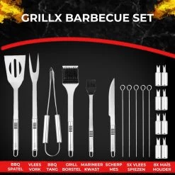 GrillX Barbecue Gereedschap Set - 19-delig - Inclusief Luxe Draagtas - BBQ Accesoires - Gereedschapset -Keukengrill Winkel 1200x1200 280