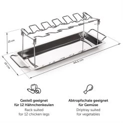 Blumtal BBQ Rek - Robuuste Roestvrijstalen Kippenpoot Rek - Voor 12 Poten - Kippengrillstandaard - Vaatwasmachinebestendig -Keukengrill Winkel 1200x1200 297