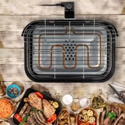 Princess 112252 Hybride Barbecue – Elektrische BBQ - Tafelmodel - 2000W - 44x 29cm - Gebruik Elektrisch Of Met Kolen -Keukengrill Winkel 1200x1200 492