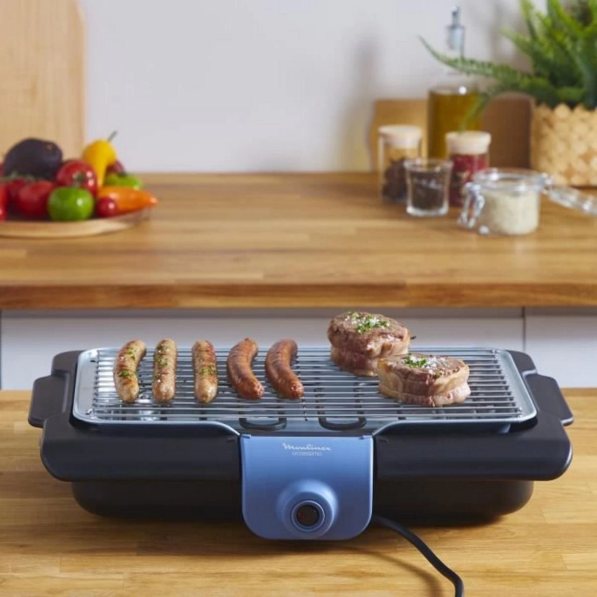 Moulinex BG134812 Barbecue Tafelblad Electrisch 2100W Zwart, Blauw, Zilver Barbecue 11 Moulinex BG134812 Barbecue Tafelblad Electrisch 2100W Zwart, Blauw, Zilver Barbecue - Afbeelding 11