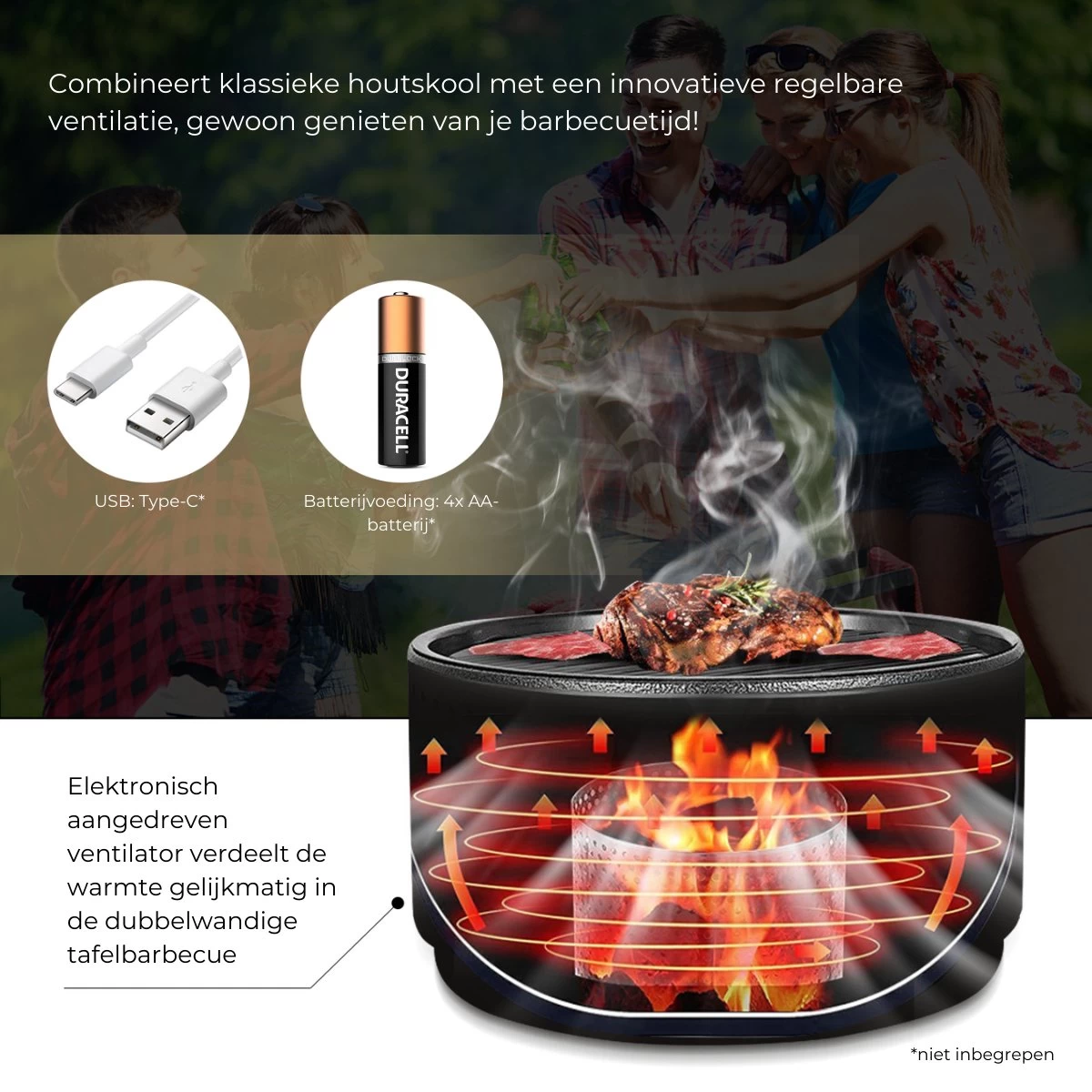 Ozocozy BBQ-ONE Houtskool Tafelbarbecue - Ø30 Cm- Zwart - Incl. Draagtas, Siliconen Bakkwast En RVS-Barbecuetang 10 Ozocozy BBQ-ONE Houtskool Tafelbarbecue - Ø30 Cm- Zwart - Incl. Draagtas, Siliconen Bakkwast En RVS-Barbecuetang - Afbeelding 10