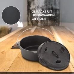 Dutch Mountains Gietijzeren Pannenset 7-delig - Dutch Oven – Braadpan - Grillpan - Hapjespan - Kookset In Houten Transportkist - Deksellifter - Brander -Keukengrill Winkel 1200x1200 60