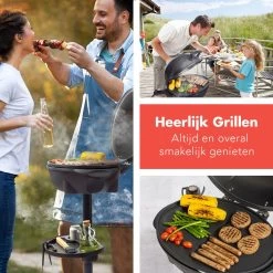 KitchenBrothers Elektrische BBQ - Met Grillplaat - Anti-aanbaklaag - Incl. Plank/Houders - Grilloppervlak 46,5x33,8cm - Tot 300°C - 2400W - Zwart -Keukengrill Winkel 1200x1200 601