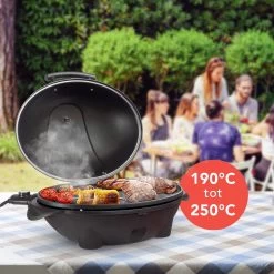 KitchenBrothers Elektrische BBQ - Met Grillplaat - Anti-aanbaklaag - Incl. Plank/Houders - Grilloppervlak 46,5x33,8cm - Tot 300°C - 2400W - Zwart -Keukengrill Winkel 1200x1200 603