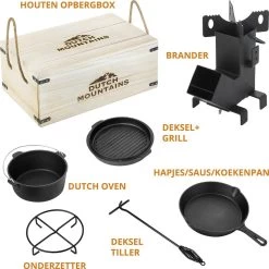 Dutch Mountains Gietijzeren Pannenset 7-delig - Dutch Oven – Braadpan - Grillpan - Hapjespan - Kookset In Houten Transportkist - Deksellifter - Brander -Keukengrill Winkel 1200x1200 61