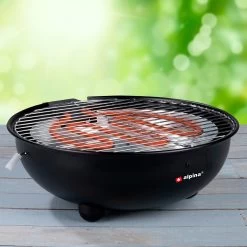 Alpina Elektrische BBQ - Tafel-Barbecue - Geen Rook - Binnen Barbecueën - 1250W - Ø 30 Cm - Zwart -Keukengrill Winkel 1200x1200 759