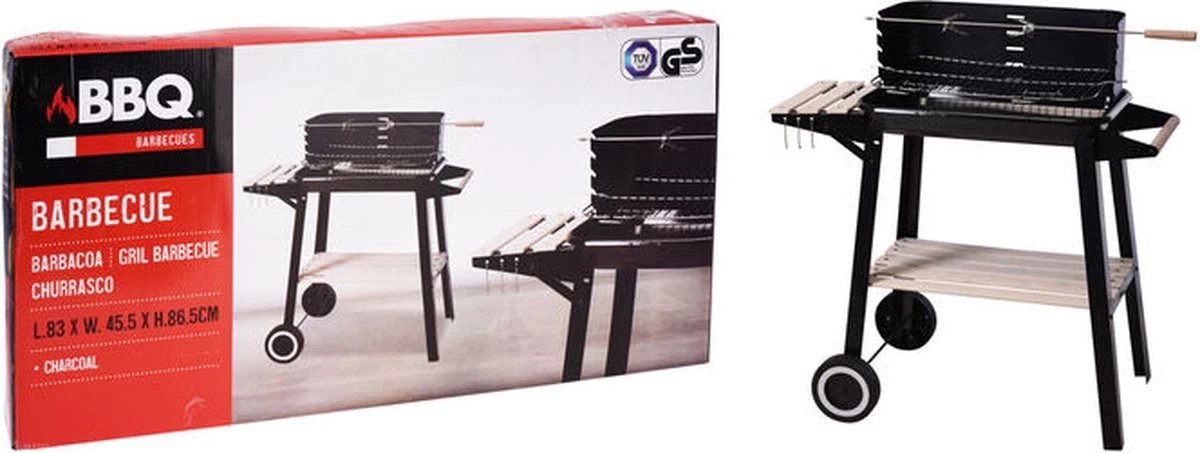 Verrijdbare Barbecue – Houtskool/Briketten - Verstelbare Grillplaat – Houten Tafel – Winscherm – Gewicht 5.9kg 11 Verrijdbare Barbecue – Houtskool/Briketten - Verstelbare Grillplaat – Houten Tafel – Winscherm – Gewicht 5.9kg - Afbeelding 11