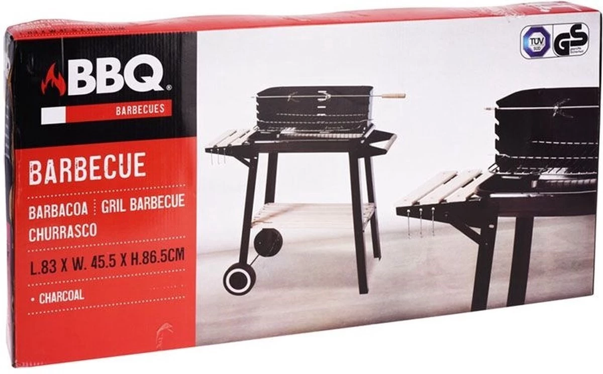 Verrijdbare Barbecue – Houtskool/Briketten - Verstelbare Grillplaat – Houten Tafel – Winscherm – Gewicht 5.9kg 2 Verrijdbare Barbecue – Houtskool/Briketten - Verstelbare Grillplaat – Houten Tafel – Winscherm – Gewicht 5.9kg - Afbeelding 2