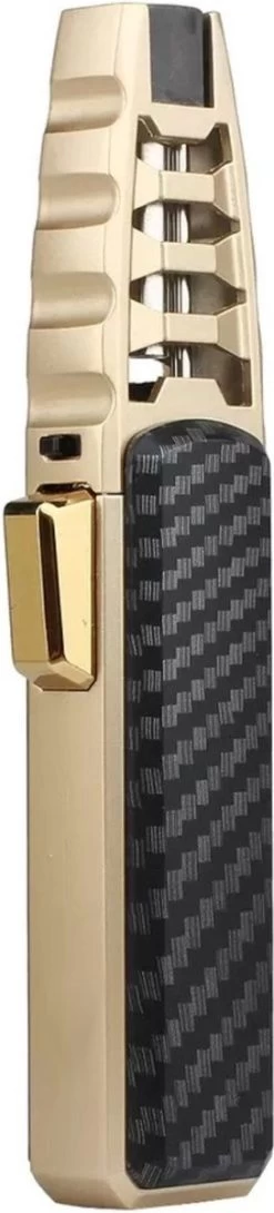 Merkloos Turbo Jetflame Aansteker - Gasbrander - Vuurwerk Torch - Crème Brûlée Brander - BBQ En Sigaren Aansteker - Windproof - Carbon Met Goudkleurige Metalen Behuizing -Keukengrill Winkel 272x1200