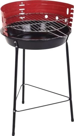 Houtskoolbarbecue Ø33 Cm | Verstelbare Grill BBQ | Halfopen | Zwart / Rood