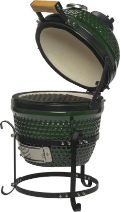 Patton Kamado Keramische Houtskoolbarbecue - 13" - Grilloppervlak Ø 28 Cm - Inclusief Heatdeflector - Groen -Keukengrill Winkel 682x1200 1
