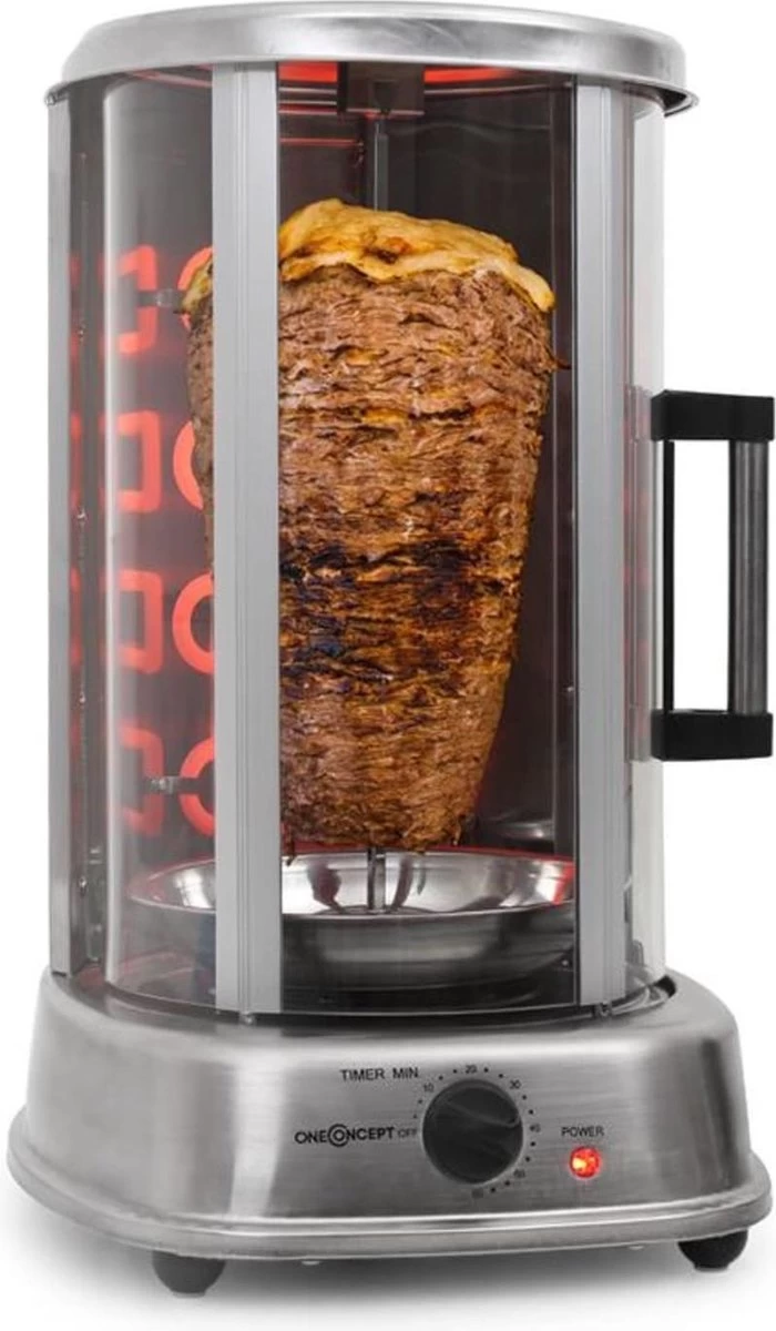 OneConcept Kebab Master Pro Grill Tafelblad Electrisch Roestvrijstaal 1 OneConcept Kebab Master Pro Grill Tafelblad Electrisch Roestvrijstaal
