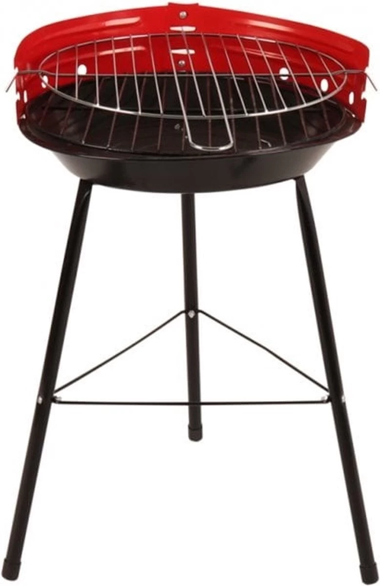 Houtskoolbarbecue Ø33 Cm | Verstelbare Grill BBQ | Halfopen | Zwart / Rood 4 Houtskoolbarbecue Ø33 Cm | Verstelbare Grill BBQ | Halfopen | Zwart / Rood - Afbeelding 4