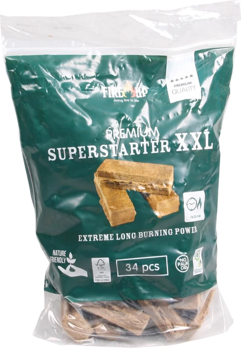 FIRE UP PREMIUM XXL SUPERSTARTERS 8 Zakken Van 34 ST 2 FIRE UP PREMIUM XXL SUPERSTARTERS 8 Zakken Van 34 ST - Afbeelding 2