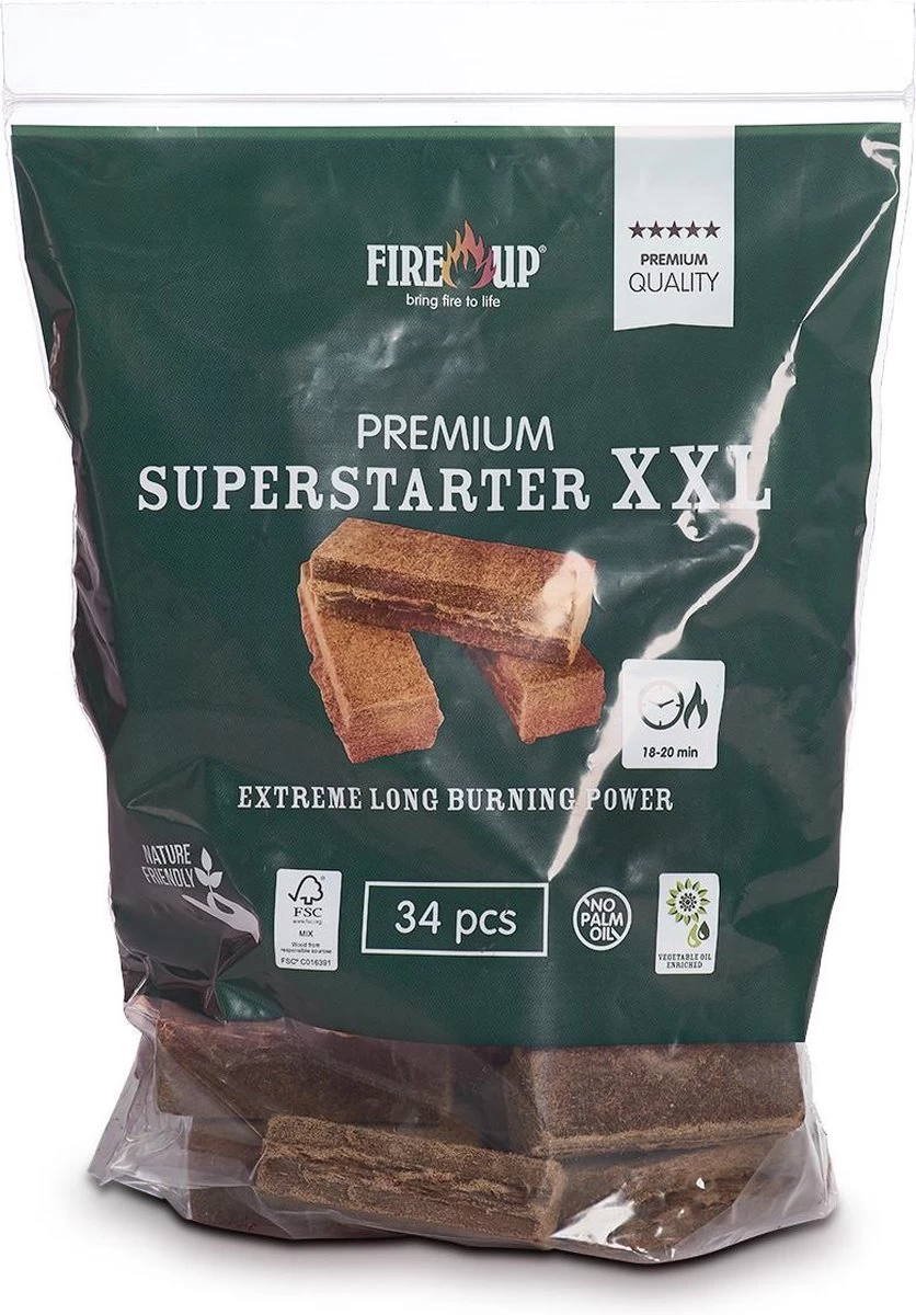 Fire-Up Aanmaakblokjes PREMIUM XXL Superstarters (zak A 34 St)