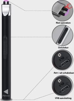 Oplaadbare Lange Elektrische Aansteker - Duurzame Plasma Aansteker - Inclusief Cadeauverpakking - BBQ - Kaarsen - Zwart -Keukengrill Winkel 879x1200